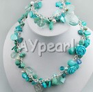 Wholesale Set Jewelry-turquoise crystal shell necklace