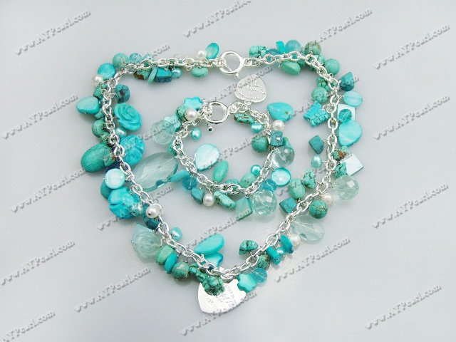 turquoise crystal shell necklace