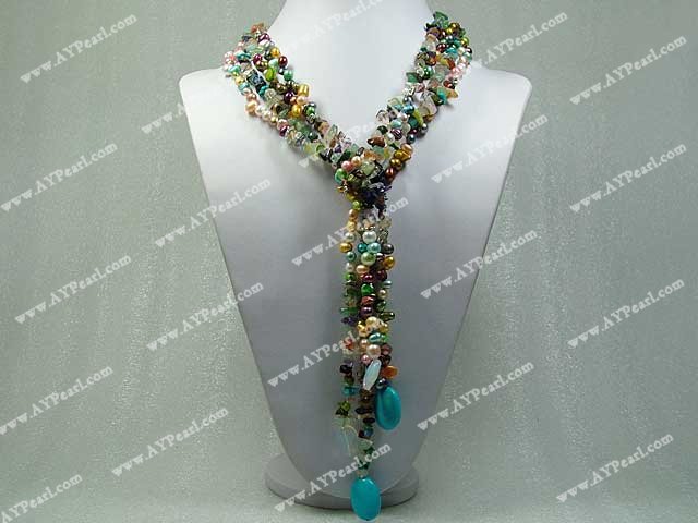 colored pearl multi-stone necklace