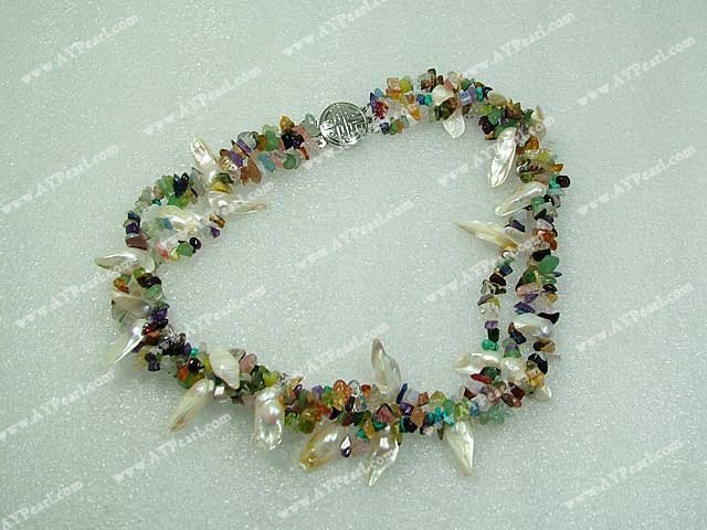 multi-stone pearl necklace