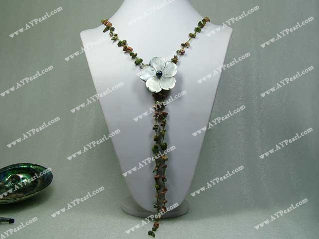 unakite shell necklace