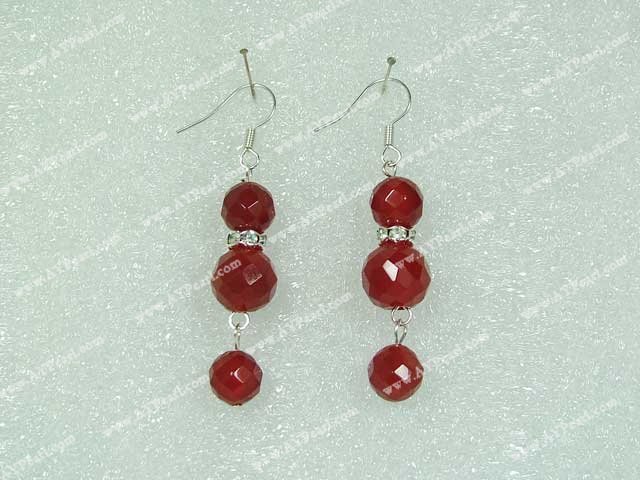 Boucles d'oreilles agate rouge