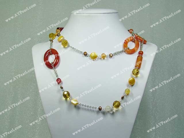 pearl crystal agate necklace