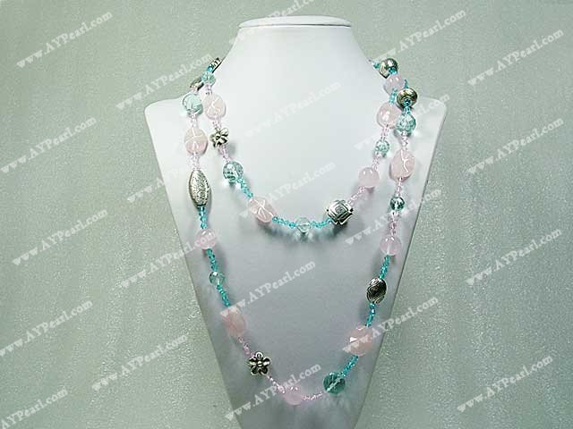 Rose quartz crystal necklace