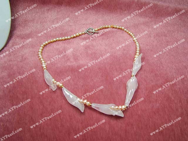 rose quartz pearl necklace