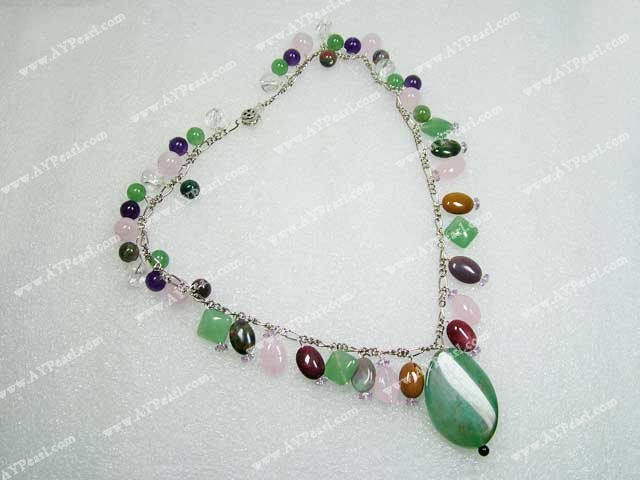 aventurine agate rose quartz necklace