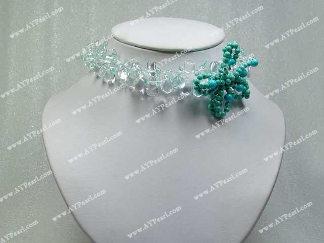 akvamarin kristall turkos halsband