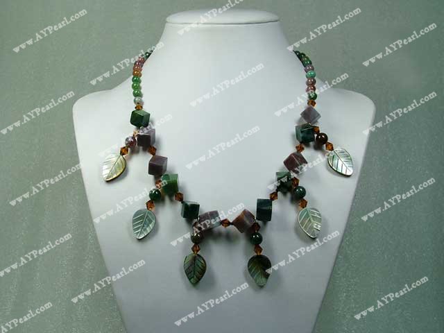 indian agate κολιέ κέλυφος