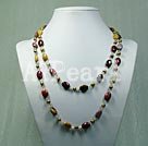 Silver Leaf Agate pearl necklace