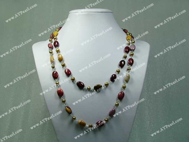 Silver Leaf Agate pearl necklace