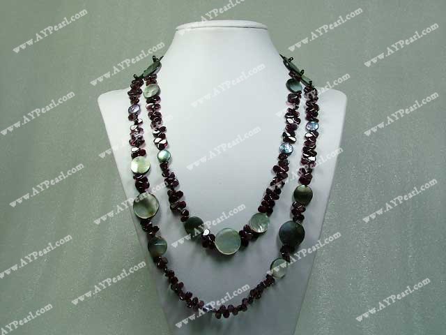 garnet shell necklace