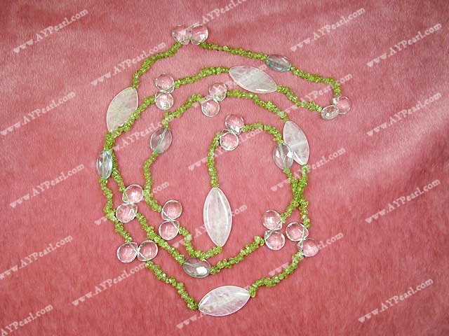 rose quartz olive crystal necklace