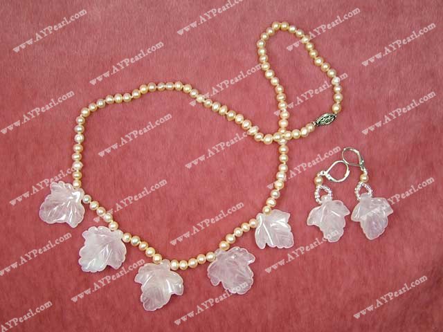 pearl rose quartz set