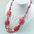 cherry quartz pearl necklace