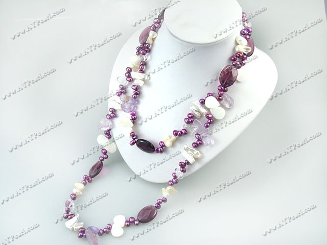 pearl shell crystal necklace