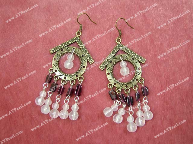 rose quartz garnet earring