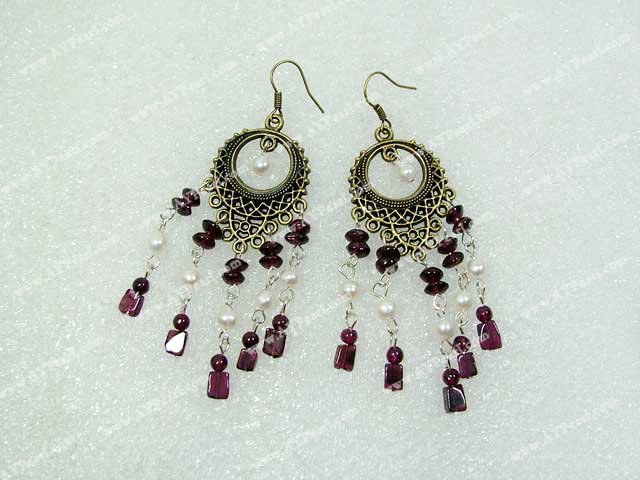 garnet pearl earring