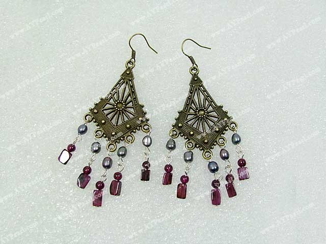 Pearl Jewelry Wholesale-garnet pearl earring