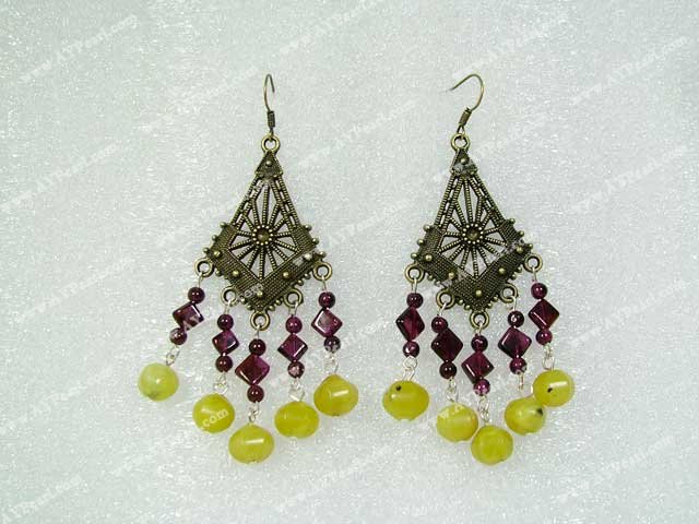 garnet olive earrings
