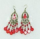 blood stone coral earring