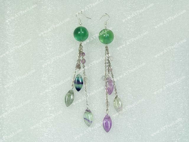 Rainbow fluorite earring