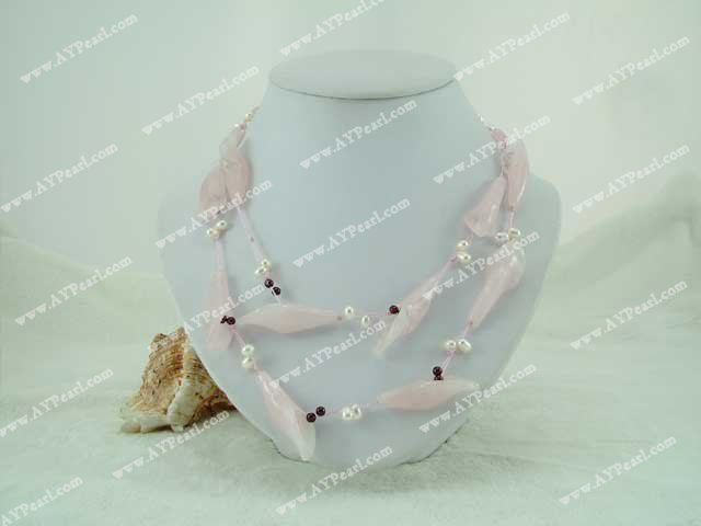 rose quartz pearl necklace