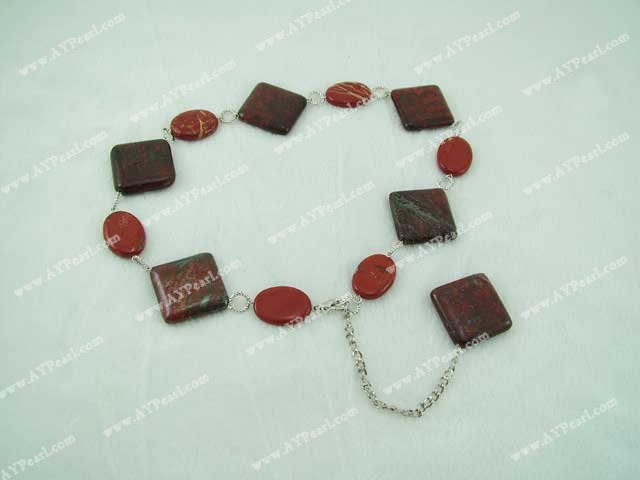 red flower stone necklace