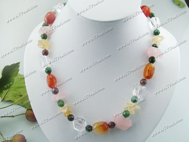 Wholesale Gemstone Jewelry-agate rose quartz necklace