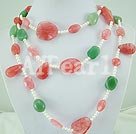 cherry quartz pearl necklace