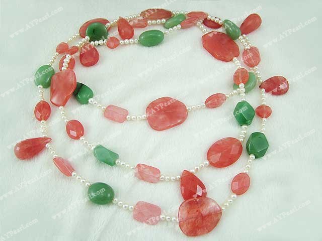 Wholesale Gemstone Jewelry-cherry quartz pearl necklace