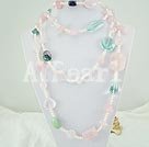 rose quartz pearl crystal necklace