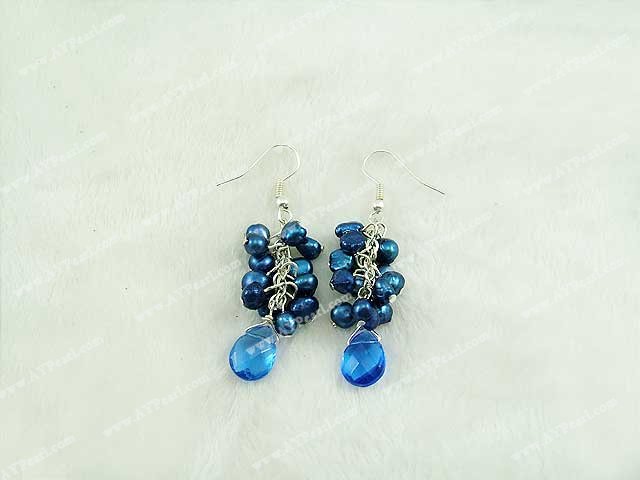 dyed pearl crystal earrings