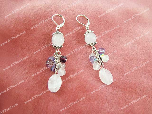 rose quartz crystal earrings