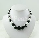 black agate white porcelain necklace