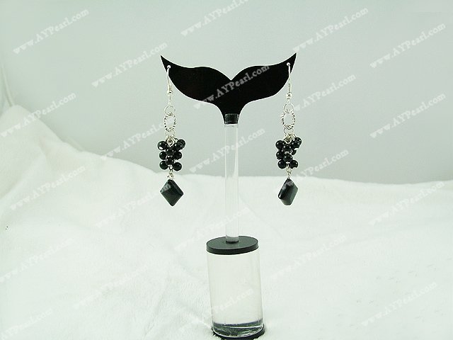 black gem tiger eye earrings