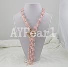 rose quartz pearl shell necklace