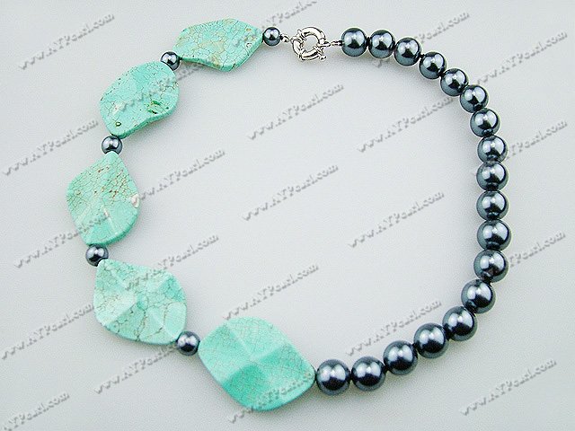 turquoise seashell bead necklace