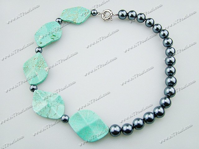 perle coquillage collier de turquoises