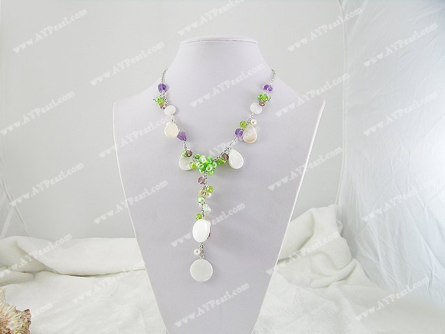 shell pearl amethyst necklace