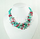 pearl coral crystal turquoise necklace