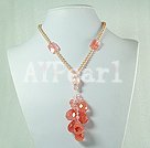 AA cerise collier de perles de quartz