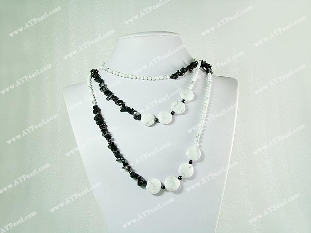 white turquoise black gem necklace