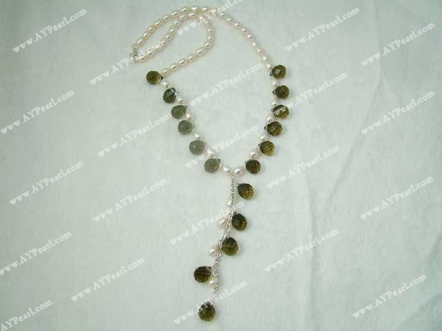 smoky quartz pearl necklace