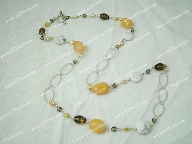 pearl crystal stone necklace