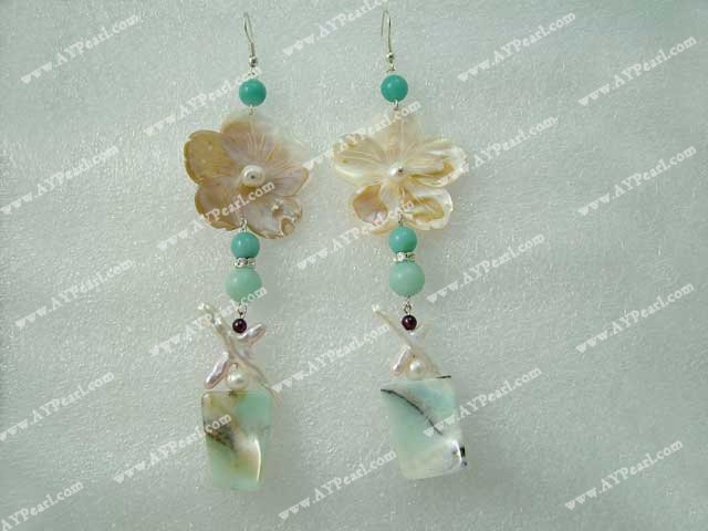 Shell Jewelry-shell stone earrings