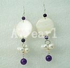 shell amethyst pearl earrings