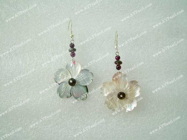 garnet shell earrings