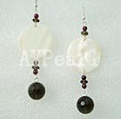 Wholesale smoky quartz garnet shell earrings