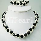 Wholesale Set Jewelry-black crystal pearl set