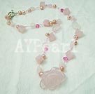Wholesale Gemstone Necklace-pearl rose quartz necklace